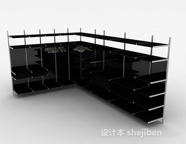 现代风黑色衣柜3d模型下载