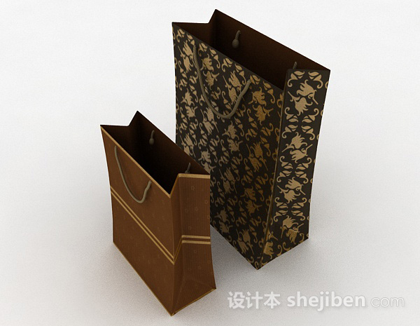现代风格棕色纸袋3d模型下载