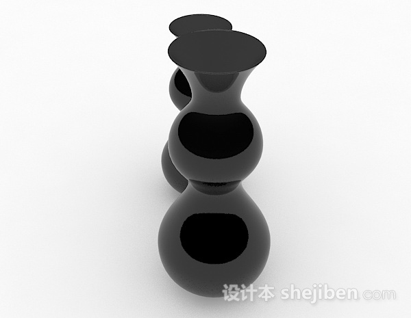 免费黑色葫芦在陶瓷花瓶3d模型下载