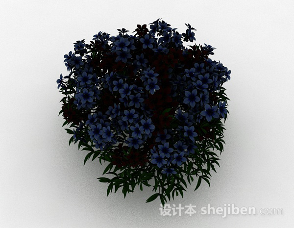 设计本蓝色花朵观赏花丛3d模型下载
