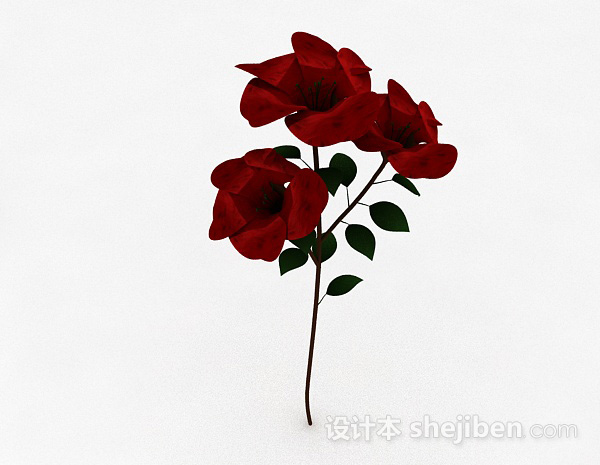 设计本红色装饰花卉3d模型下载