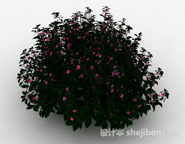 设计本红色小花装饰型花丛3d模型下载