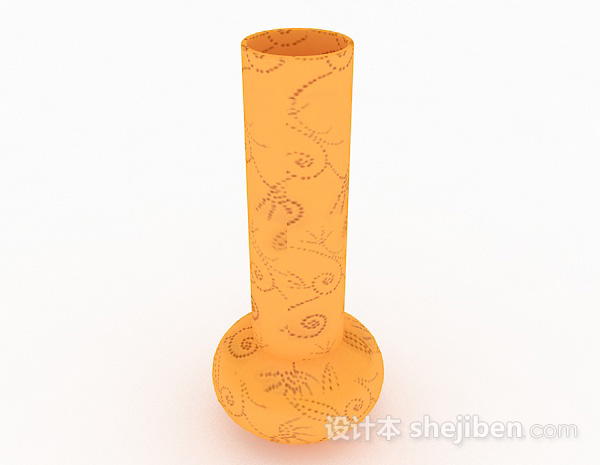 欧式风格黄色陶瓷花瓶3d模型下载