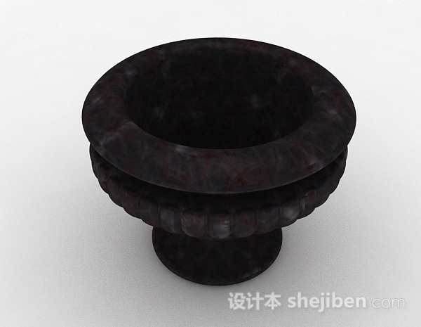 现代风格黑色石质花钵3d模型下载
