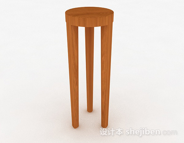 现代风格浅木色木质三脚椅3d模型下载