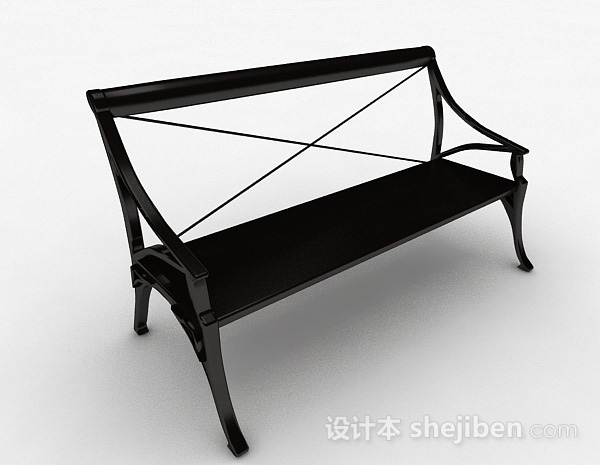 现代风格黑色公园座椅3d模型下载