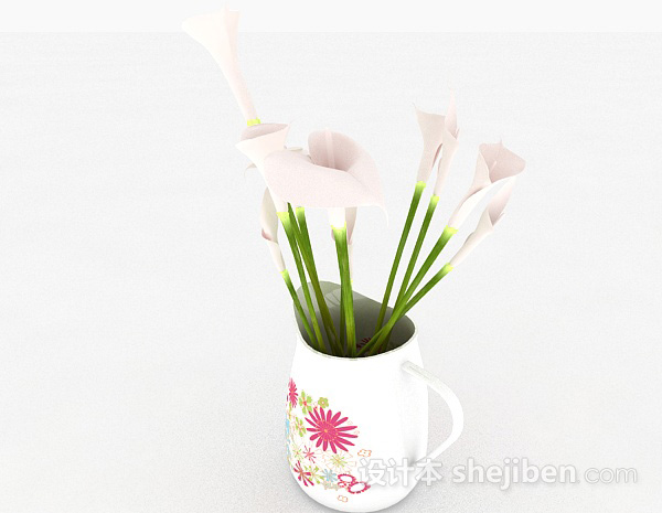 摆设花卉图案花纹花瓶3d模型下载