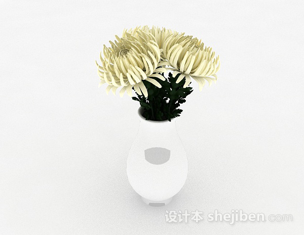 白色菊花室内家居摆设品3d模型下载