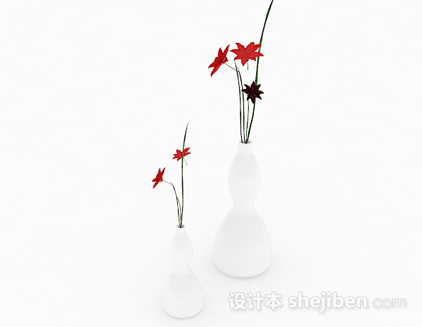 设计本红色花卉植物室内插花摆设3d模型下载