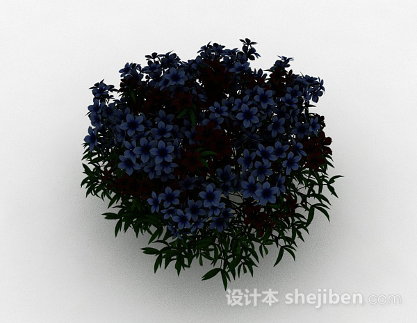 蓝色花朵观赏花丛3d模型下载