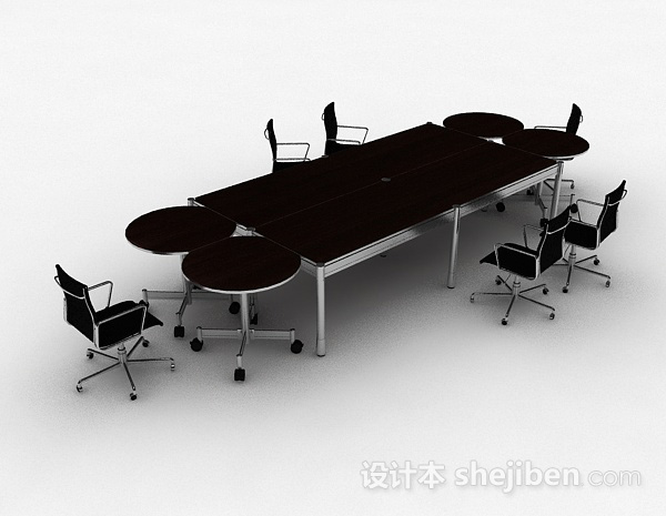 现代风格会议桌椅组合3d模型下载
