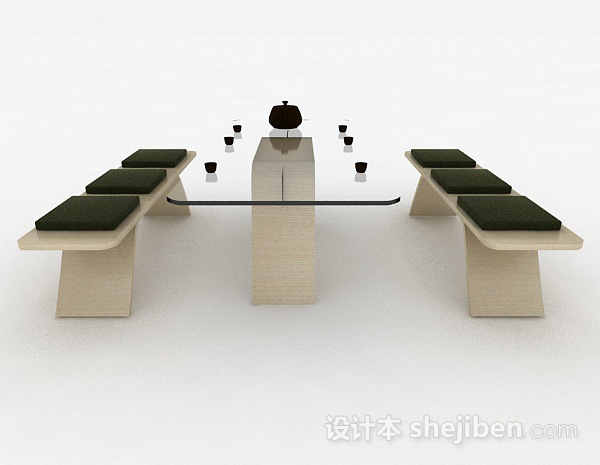 现代风格简约餐桌椅组合3d模型下载