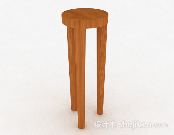 设计本浅木色木质三脚椅3d模型下载