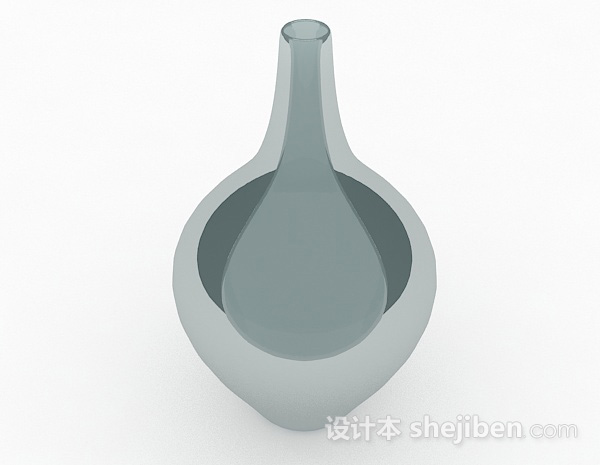 现代风格灰色大肚陶瓷摆件3d模型下载