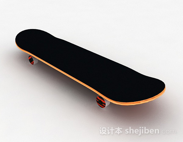 黑色四轮滑板3d模型下载