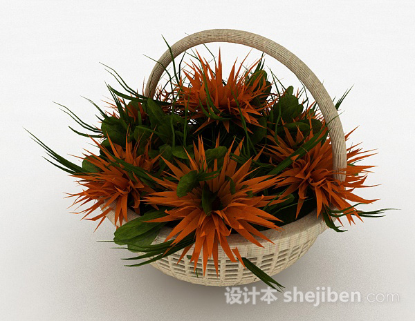 室内装饰橙色花卉3d模型下载