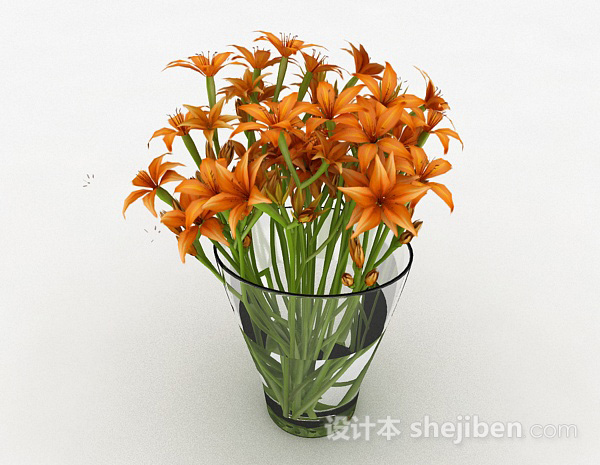 免费橙色花卉家具摆设品3d模型下载