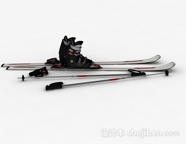 设计本银色双板雪橇3d模型下载