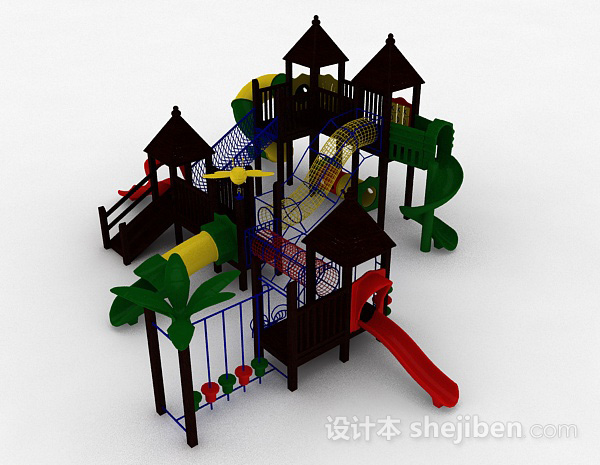 现代风格棕色木质滑滑梯3d模型下载