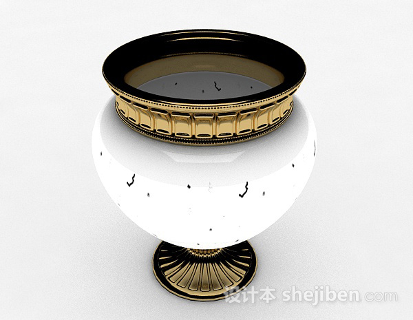 欧式风格白色大肚陶瓷花瓶3d模型下载
