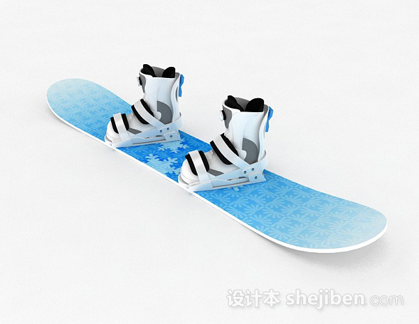 蓝色单板雪橇3d模型下载