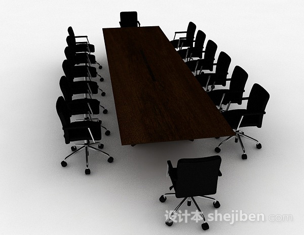 设计本现代简约办公桌椅组合3d模型下载
