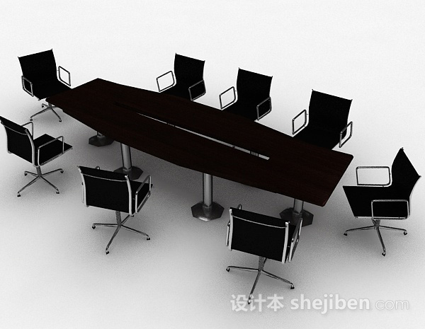免费会议桌椅组合3d模型下载