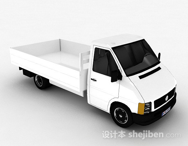 白色货车3d模型下载