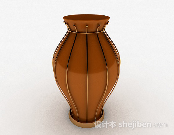 设计本棕色大肚陶瓷花瓶3d模型下载