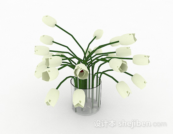 白色花卉家居摆设品3d模型下载