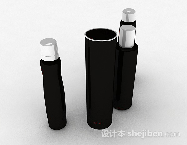 设计本黑色瓶装护肤品3d模型下载