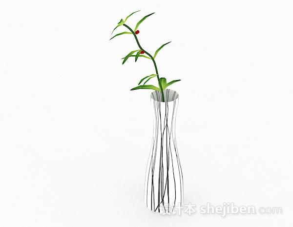设计本白色陶瓷花瓶摆件3d模型下载