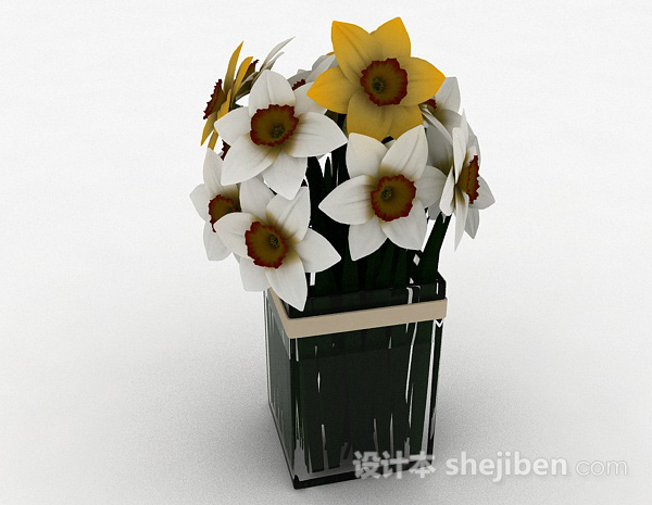 免费白色花朵室内家居摆设品3d模型下载
