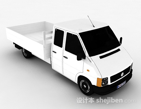 白色货车3d模型下载