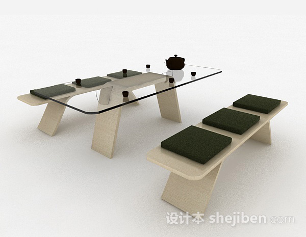 简约餐桌椅组合3d模型下载