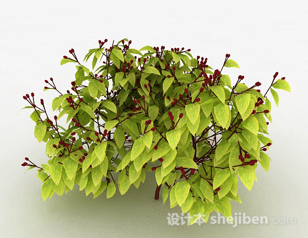 浅绿色树叶植物3d模型下载