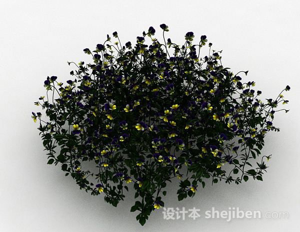 现代风格黄紫双色小花观赏花卉3d模型下载