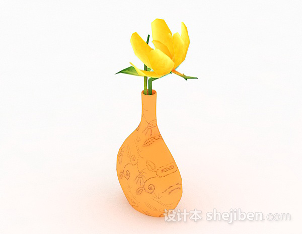 现代风格黄色花朵家居摆件品3d模型下载