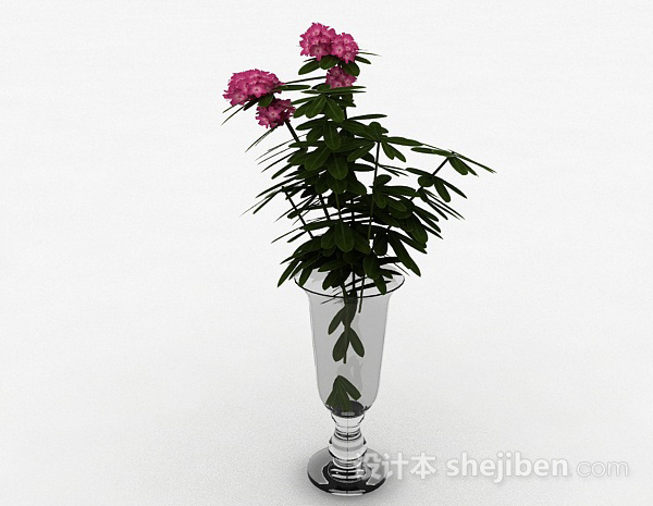 现代风格广口玻璃花瓶3d模型下载