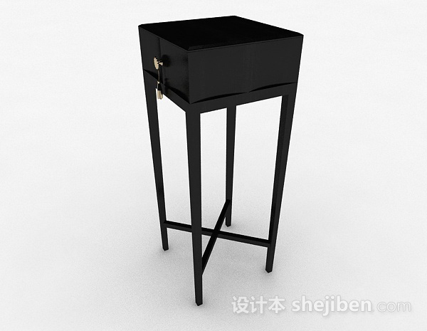 现代风格黑色木质花架3d模型下载