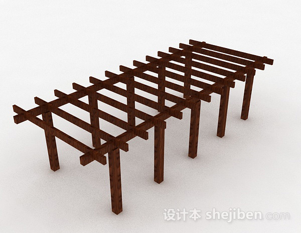 长方形木质花架3d模型下载