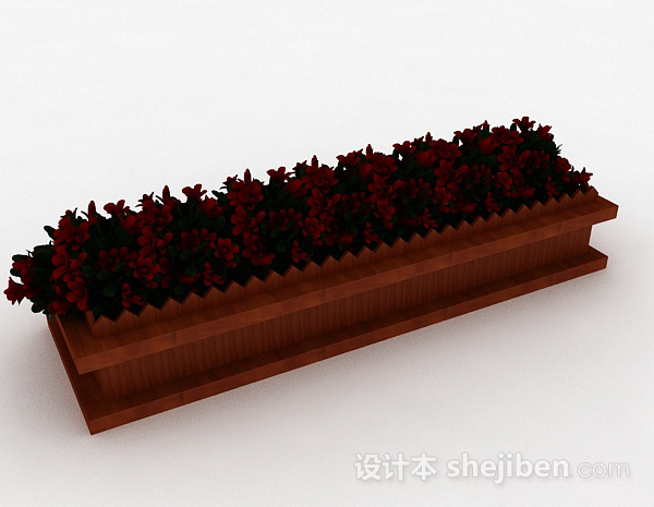 木质院落盆栽3d模型下载