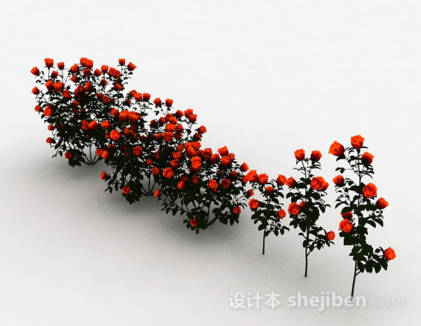 免费橙色花朵植物3d模型下载