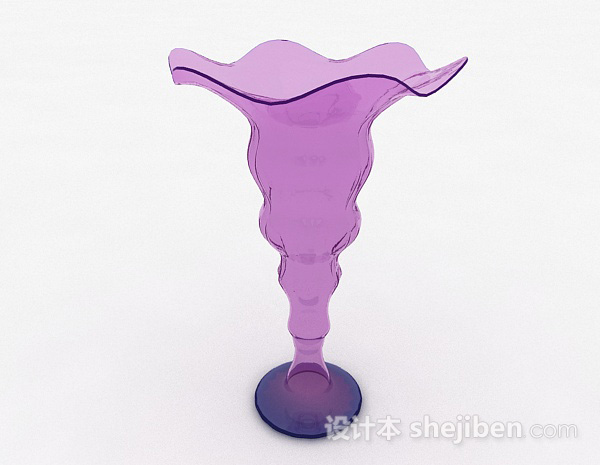 现代风格紫色广口玻璃花瓶3d模型下载