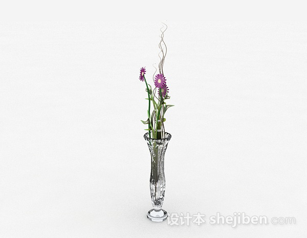 设计本家居广口玻璃花瓶摆件3d模型下载