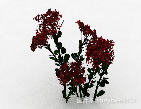 设计本红色花朵花丛3d模型下载