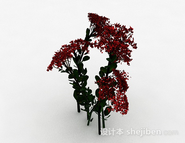 其它红色花朵花丛3d模型下载