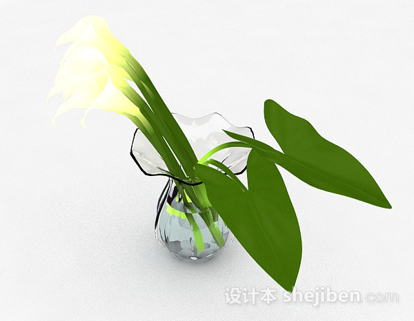 广口玻璃花瓶3d模型下载