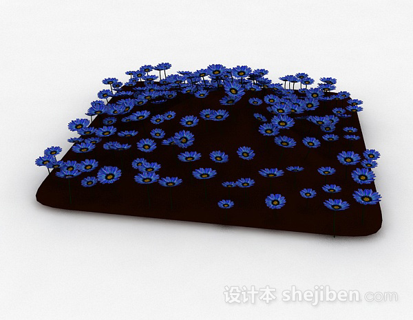 设计本海蓝色花卉植物3d模型下载