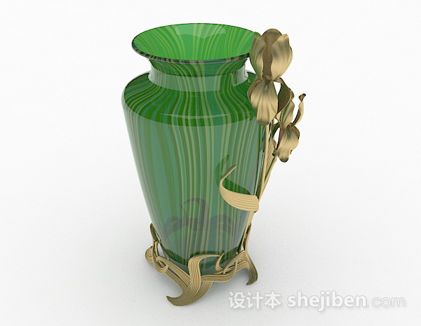 绿色玻璃造型广口瓶3d模型下载